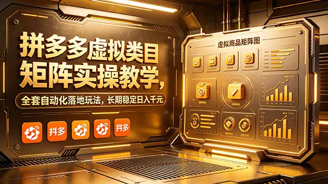 （18847期）拼多多虚拟类目矩阵实操教学，全套自动化落地玩法，长期稳定日入千元-翌晨科技网
