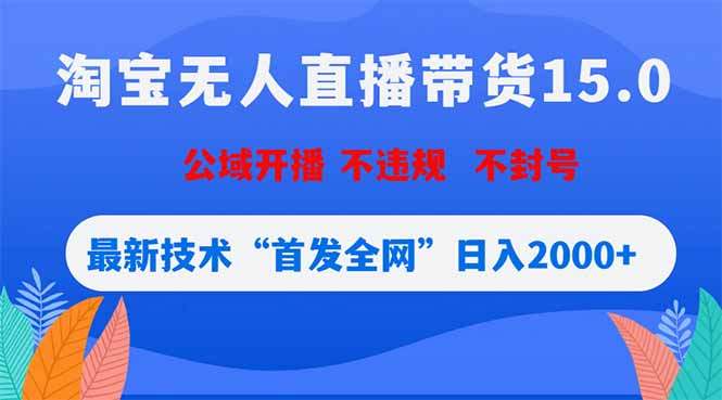 （18562期）淘宝无人直播带货15.0，不封号，不违规，公域玩法，首发全网日入2000+-翌晨科技网