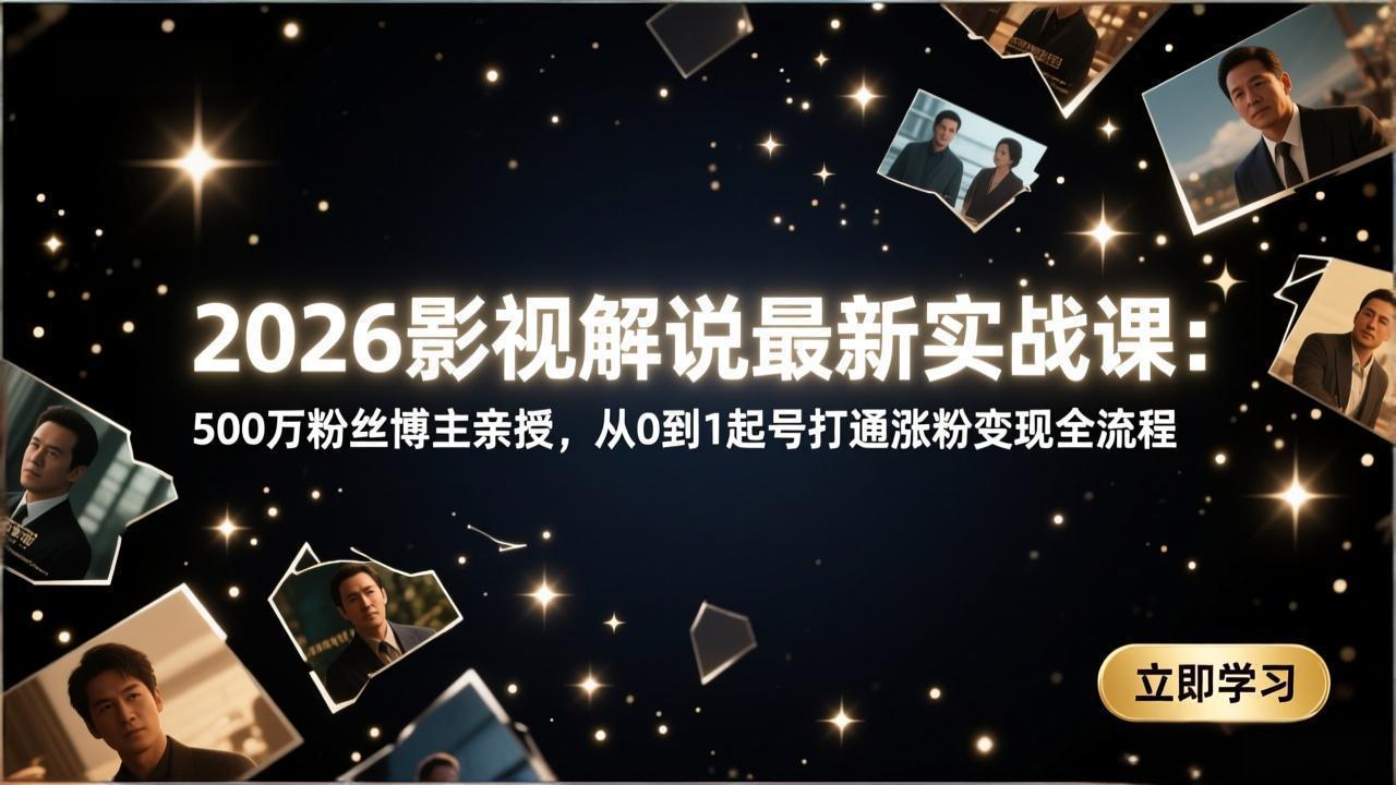 （17530期）2026影视解说最新实战课：500万粉丝博主亲授，从0到1起号打通涨粉变现全流程-翌晨科技网