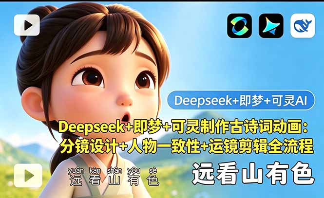 （18497期）Deepseek+即梦+可灵制作古诗词动画：分镜设计+人物一致性+运镜剪辑全流程-翌晨科技网