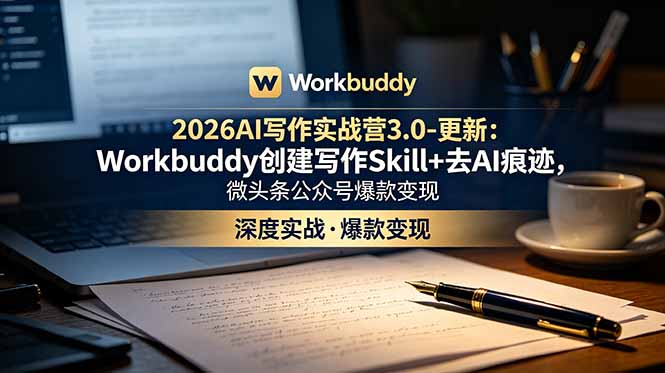 （18995期）2026AI写作实战营3.0-更新：Workbuddy创建写作Skill+去AI痕迹，微头条公众号爆款变现-翌晨科技网