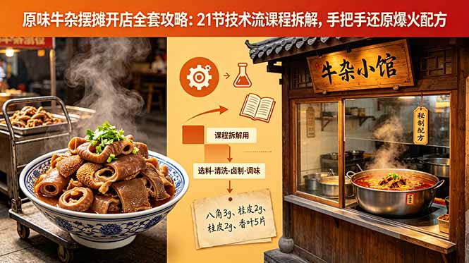 （18601期）原味牛杂摆摊开店全套攻略：21节技术流课程拆解，手把手还原爆火配方-翌晨科技网