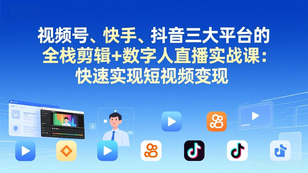 （17414期）视频号、快手、抖音三大平台的全栈剪辑+数字人直播实战课-更新：快速实现短视频变现-翌晨科技网