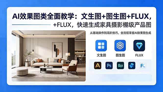 （18452期）AI效果图类全面教学：文生图+图生图+FLUX，快速生成家具摄影棚级产品图-翌晨科技网
