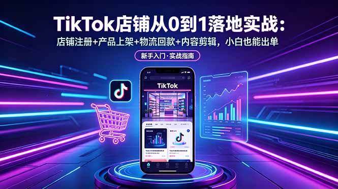 （18862期）TikTok店铺从0到1落地实战：店铺注册+产品上架+物流回款+内容剪辑，小白也能出单-翌晨科技网