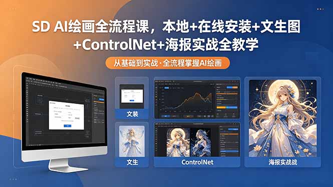 （18453期）SD AI绘画全流程课，本地+在线安装+文生图+ControlNet+海报实战全教学-翌晨科技网