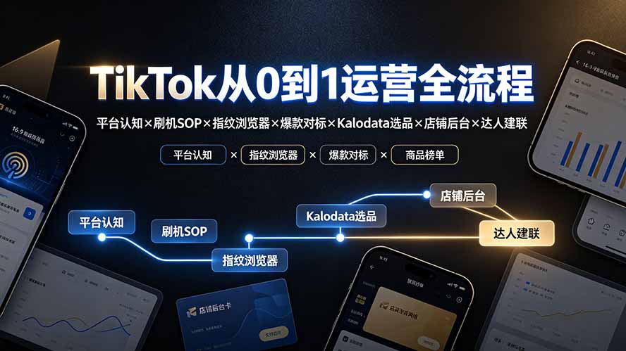 （19823期）TikTok从0到1运营全流程-更新：平台认知×刷机SOP×指纹浏览器×爆款对标×Kalodata选品×店铺后台×达人建联-翌晨科技网