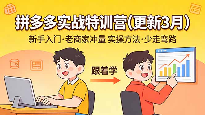 （17654期）拼多多实战特训营(更新3月)：不管是新手入门或老商家冲量，都有实操方法，跟着学，少走弯路-翌晨科技网