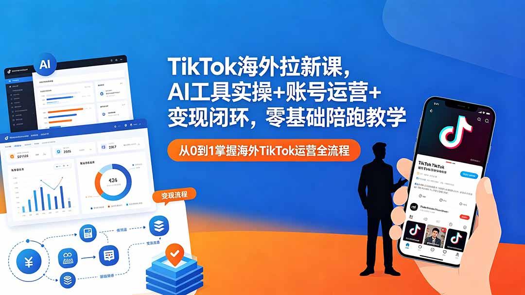 （18522期）TikTok海外拉新课，AI工具实操+账号运营+变现闭环，零基础陪跑教学-翌晨科技网