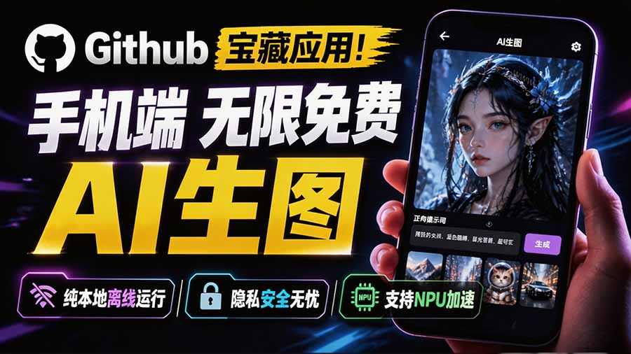（19681期）Github宝藏应用！手机端无限免费AI 生图，纯本地离线运行，支持NPU加速 斩获3.1k stars，local-dream-翌晨科技网