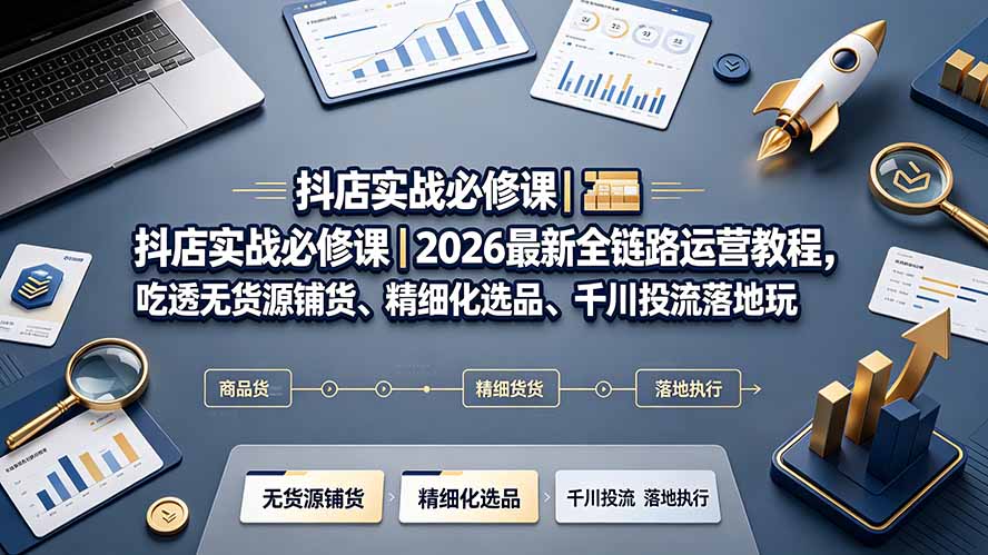 （19549期）抖店实战必修课｜2026最新全链路运营教程，吃透无货源铺货、精细化选品、千川投流落地玩法-翌晨科技网