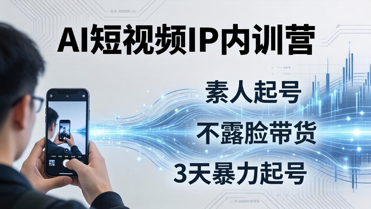 （19208期）2026AI短视频IP内训营-更新：从素人起号到不露脸带货，3天暴力起号全流程拆解-翌晨科技网