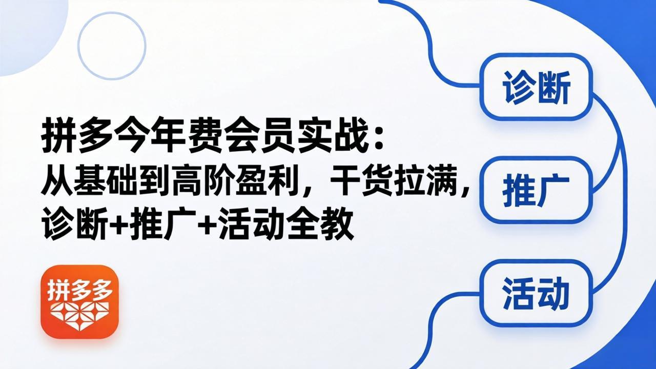 （18467期）拼多多年费会员实战(更新26年5月15)：从基础到高阶盈利，干货拉满，诊断+推广+活动全教-翌晨科技网