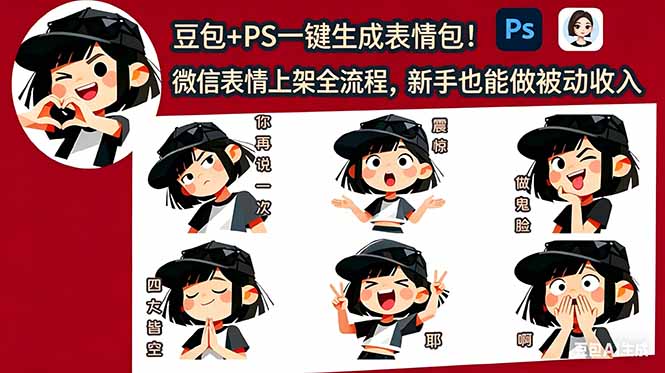 （18402期）豆包+PS一键生成表情包！微信表情上架全流程，新手也能做被动收入-翌晨科技网
