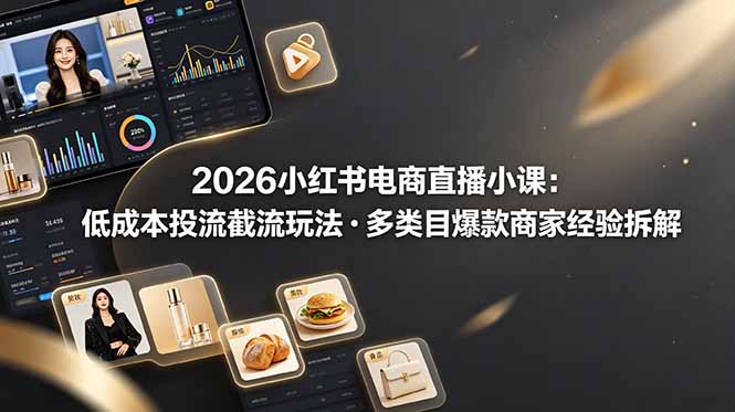 （19034期）2026小红书电商直播小课，低成本投流截流玩法，多类目爆款商家经验完整拆解教学-翌晨科技网