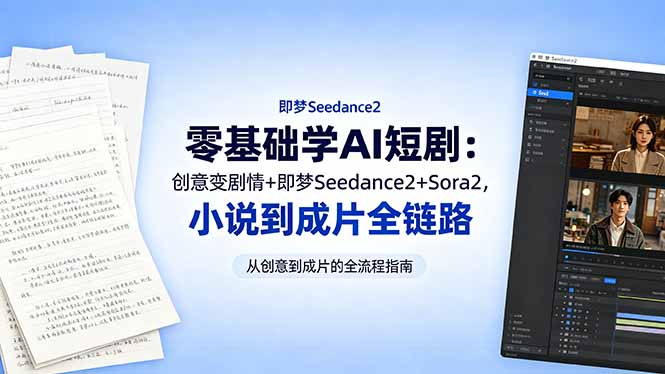（18537期）零基础学AI短剧：创意变剧情+即梦Seedance2+Sora2，小说到成片全链路-翌晨科技网