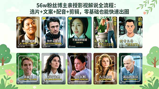 （18579期）56万粉丝博主亲授影视解说全流程：选片+文案+配音+剪辑，零基础也能快速出圈-翌晨科技网