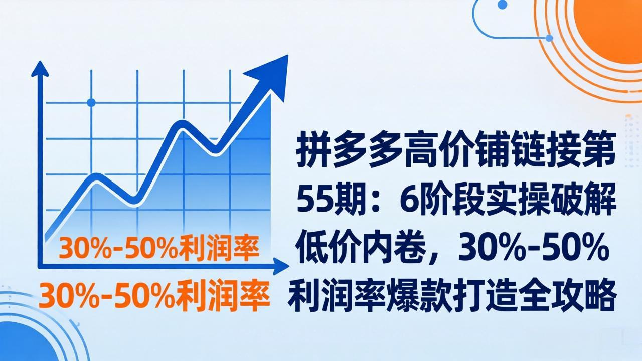 （17698期）拼多多高价铺链接第55期：6阶段实操破解低价内卷，30%-50%利润率爆款打造全攻略-翌晨科技网