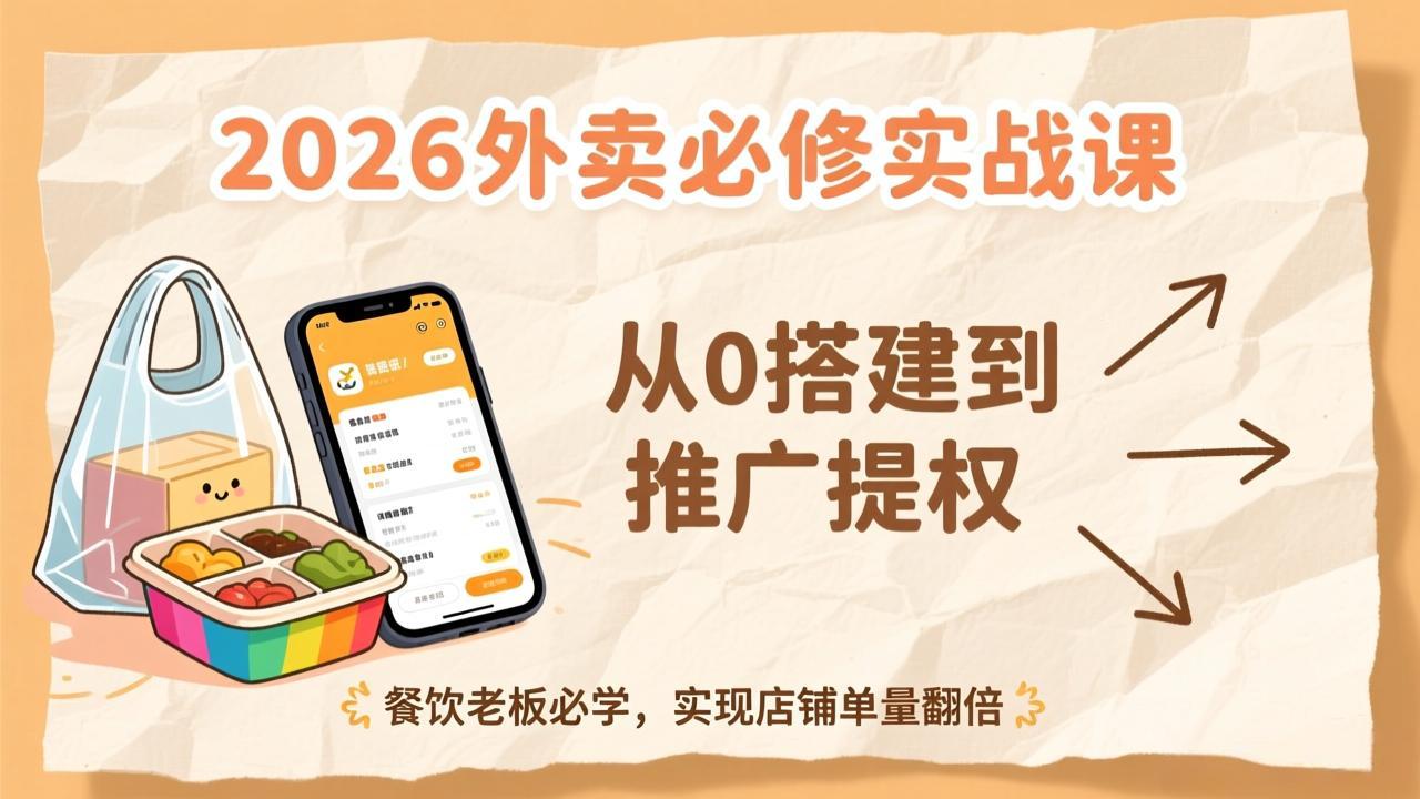 （17214期）2026外卖必修实战课：从0搭建到推广提权，餐饮老板必学，实现店铺单量翻倍-翌晨科技网