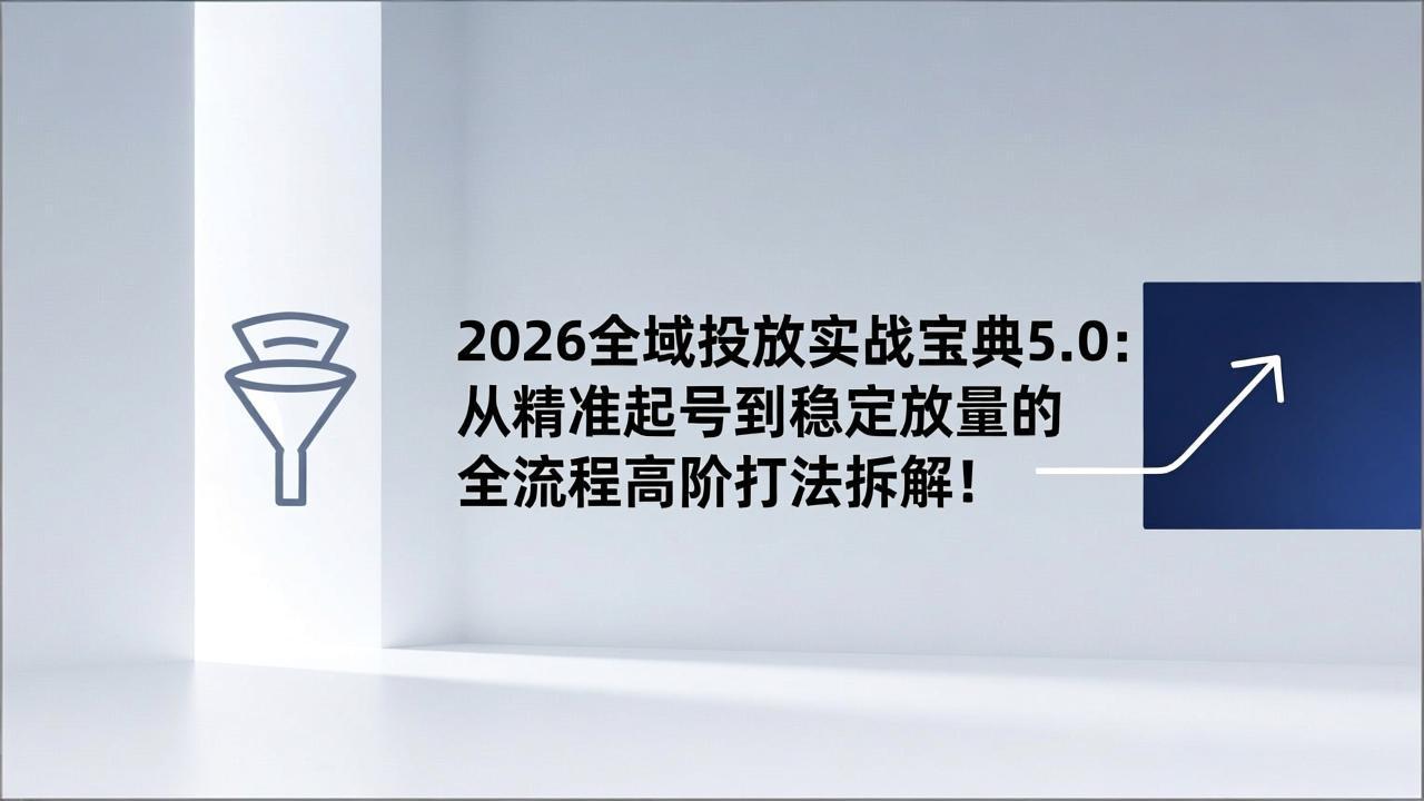 （17156期）2026全域投放实战宝典5.0：从精准起号到稳定放量的全流程高阶打法拆解！-翌晨科技网