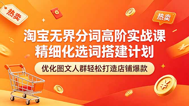（18564期）淘宝无界分词高阶实战课 精细化选词搭建计划 优化图文人群轻松打造店铺爆款-翌晨科技网