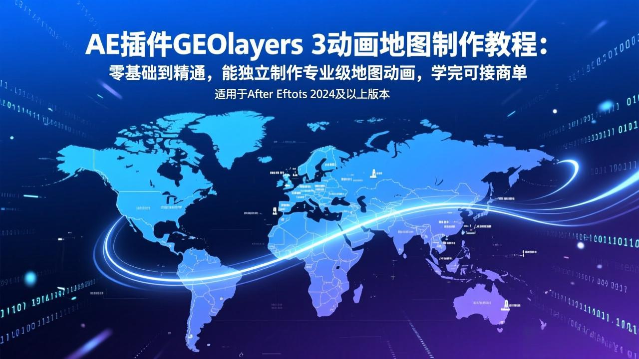 （17380期）AE插件GEOlayers 3动画地图制作教程：零基础到精通，能独立制作专业级地图动画，学完可接商单-翌晨科技网