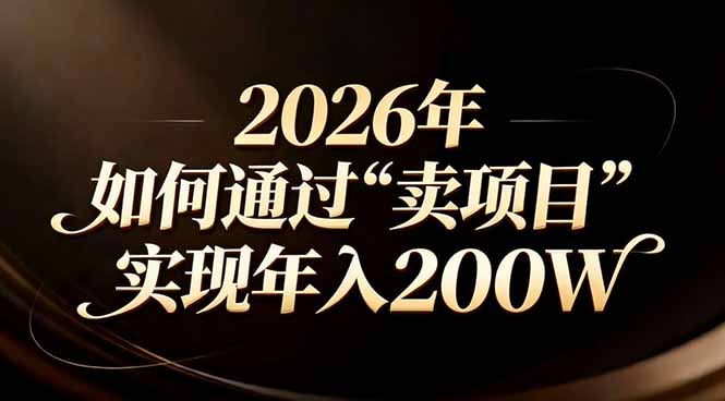 （17309期）站在2026年的十字路口：一个普通人如何通过卖项目实现年入200万-翌晨科技网