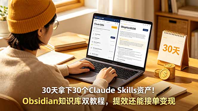 （18886期）30天拿下30个Claude Skills资产！Obsidian知识库双教程，提效还能接单变现-翌晨科技网