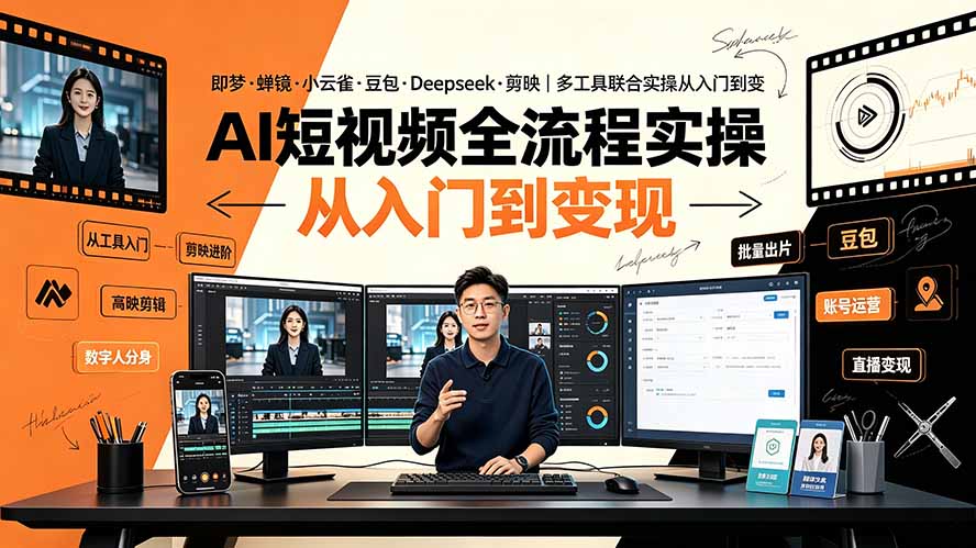 （19250期）AI短视频全流程实操：即梦·蝉镜·小云雀·豆包·Deepseek·剪映｜多工具联合实操从入门到变现-翌晨科技网
