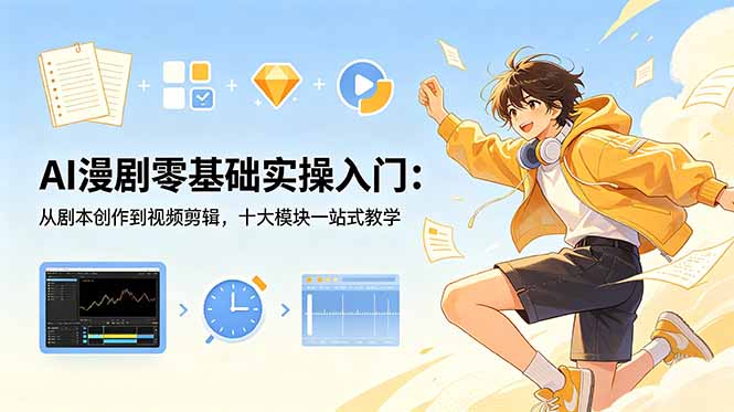 （18812期）AI漫剧零基础实操入门：从剧本创作到视频剪辑，十大模块一站式教学-翌晨科技网