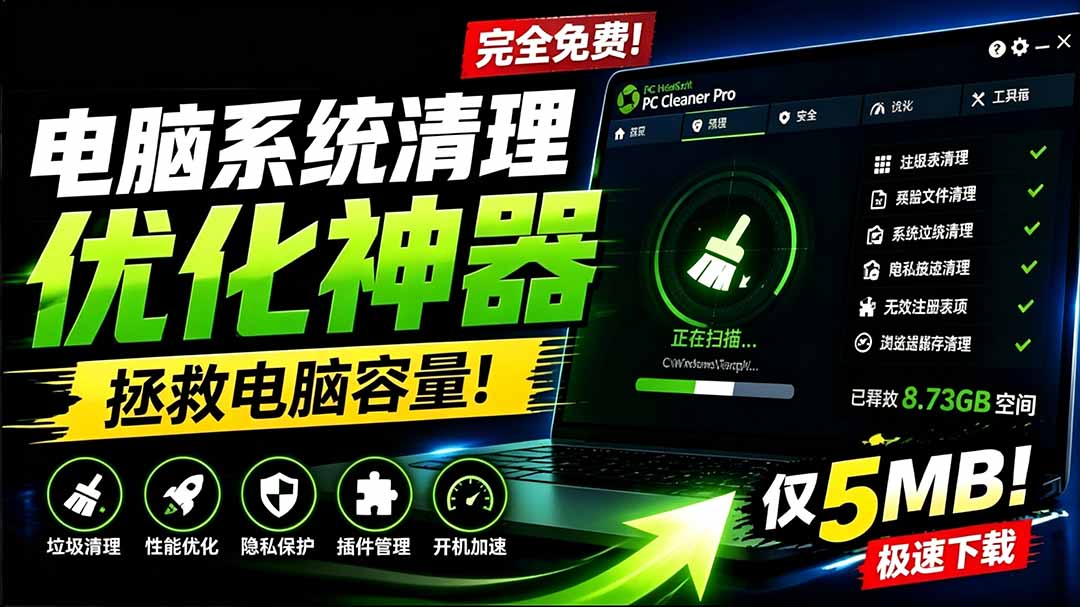 （19282期）轻松吊打Win系统自带工具！电脑清理优化神器，拯救电脑容量，仅5MB，完全免费使用 PC Cleaner Pro-翌晨科技网