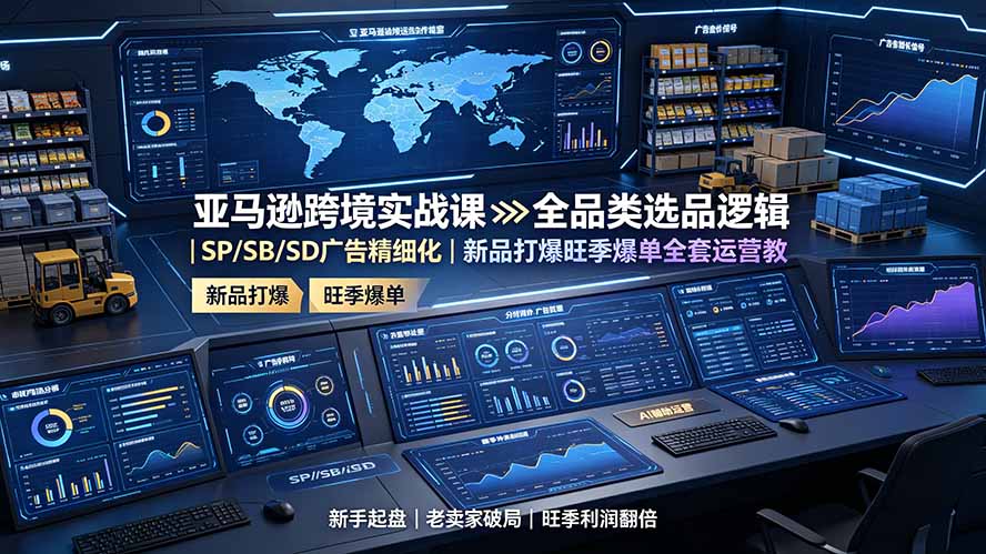 （19352期）亚马逊跨境实战课：全品类选品逻辑｜SP/SB/SD广告精细化｜新品打爆旺季爆单全套运营教程-翌晨科技网