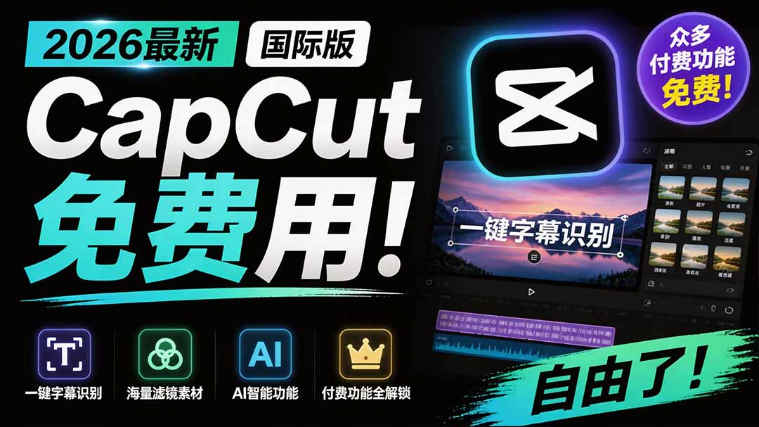 （19621期）2026最新国际版剪映！CapCut 众多付费功能免费用，一键字幕识别 / 滤镜素材 / AI智能功能自由了 CapCut-翌晨科技网
