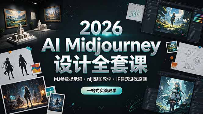 （19209期）2026 AI Midjourney设计全套课，MJ参数提示词niji混图教学，IP建筑游戏原画一站式实战教学-翌晨科技网