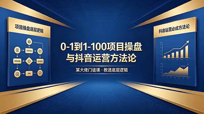 （18382期）0-1到1-100怎么建？某大佬门徒课教透项目操盘底层逻辑+抖音运营必成方法论-翌晨科技网