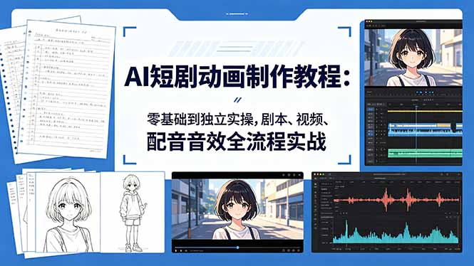 （18351期）AI短剧动画制作教程：零基础到独立实操，剧本、视频、配音音效全流程实战-翌晨科技网