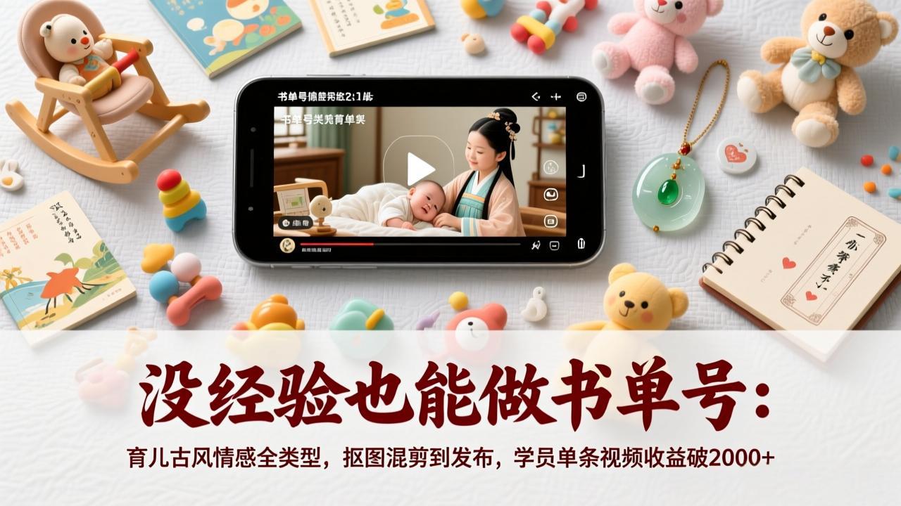 （17389期）没经验也能做书单号：育儿古风情感全类型，抠图混剪到发布，学员单条视频收益破2000+-翌晨科技网