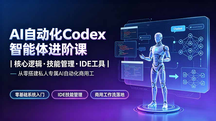 （19245期）AI自动化Codex智能体进阶课｜核心逻辑·技能管理·IDE工具｜从零搭建私人专属AI自动化商用工作流-翌晨科技网