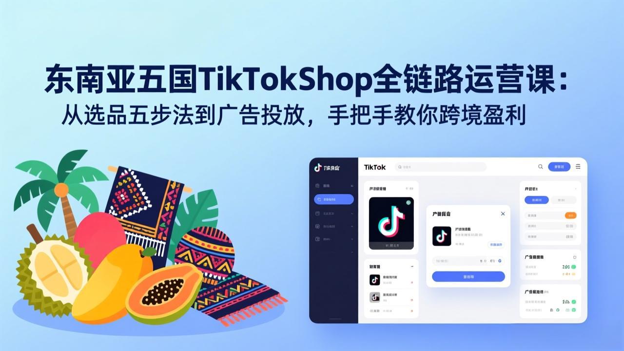 （17511期）东南亚五国TikTok Shop全链路运营课：从选品五步法到广告投放，手把手教你跨境盈利-翌晨科技网