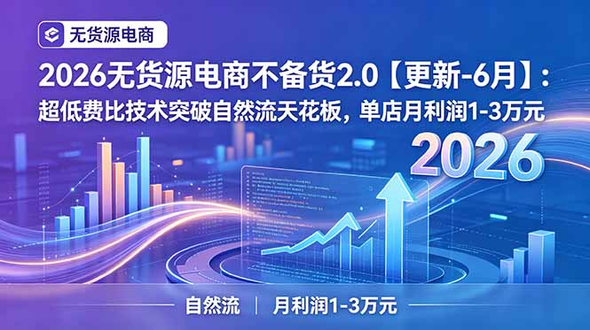 （19483期）2026无货源电商不备货2.0【更新-7月】：超低费比技术突破自然流天花板，单店月利润1-3万元-翌晨科技网