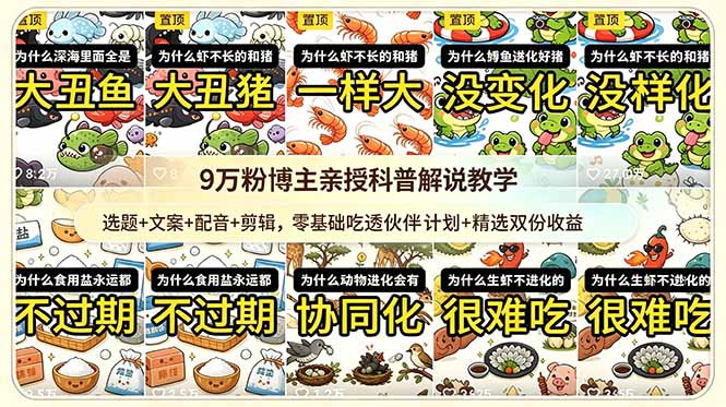 （18837期）9w粉博主亲授科普解说教学：选题+文案+配音+剪辑，零基础吃透伙伴计划+精选双份收益-翌晨科技网