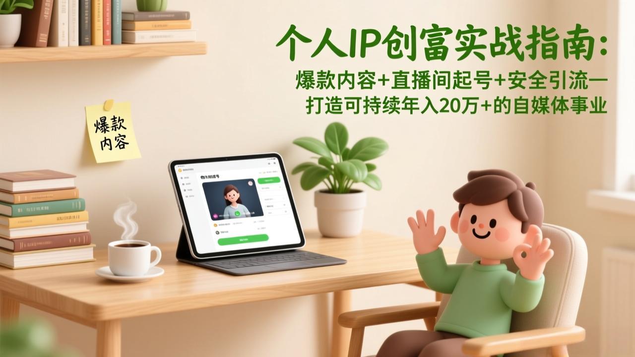 （17217期）个人IP创富实战指南：爆款内容+直播间起号+安全引流，打造可持续年入20万+的自媒体事业-翌晨科技网