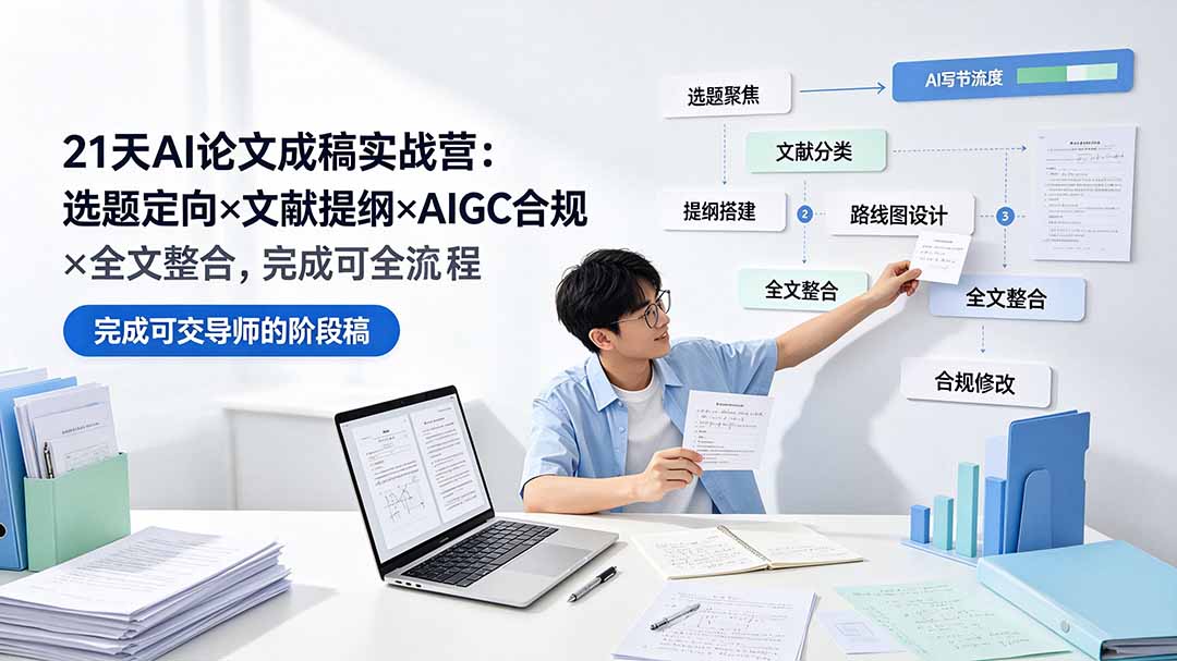 （19334期）21天AI论文成稿实战营：选题定向×文献提纲×AIGC合规×全文整合，完成可交导师的阶段稿-翌晨科技网