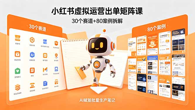 （18342期）小红书虚拟运营出单矩阵课：30个赛道+80案例拆解，AI赋能批量生产笔记-翌晨科技网