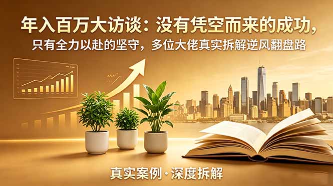 （19099期）年入百万大访谈-更新：没有凭空而来的成功，只有全力以赴的坚守，多位大佬真实拆解逆风翻盘路-翌晨科技网