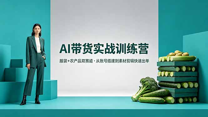 （18355期）AI带货实战训练营，服装+农产品双赛道，从账号搭建到素材剪辑快速出单-翌晨科技网