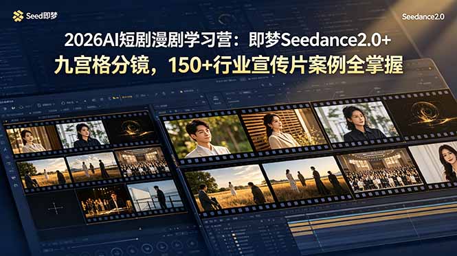 （19055期）2026AI短剧漫剧学习营：即梦Seedance2.0+九宫格分镜，150+行业宣传片案例全掌握-翌晨科技网