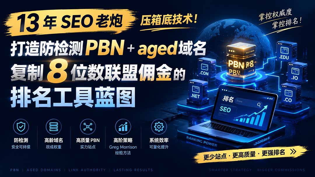 （19824期）13 年 SEO 老炮压箱底技术！打造防检测 PBN+aged 域名，复制 8 位数联盟佣金的排名工具蓝图【原创双语字幕】-翌晨科技网
