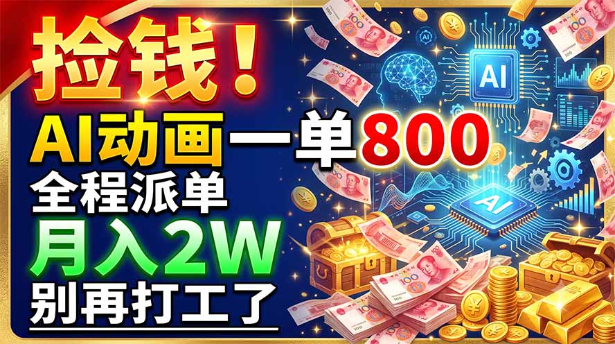 （19330期）捡钱！AI动画一单800，全程派单，月入2W，别再打工了-翌晨科技网