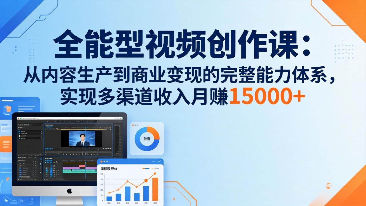（17718期）全能型视频创作课-26年3月更新：从内容生产到商业变现的完整能力体系，多渠道收入月赚15000+-翌晨科技网